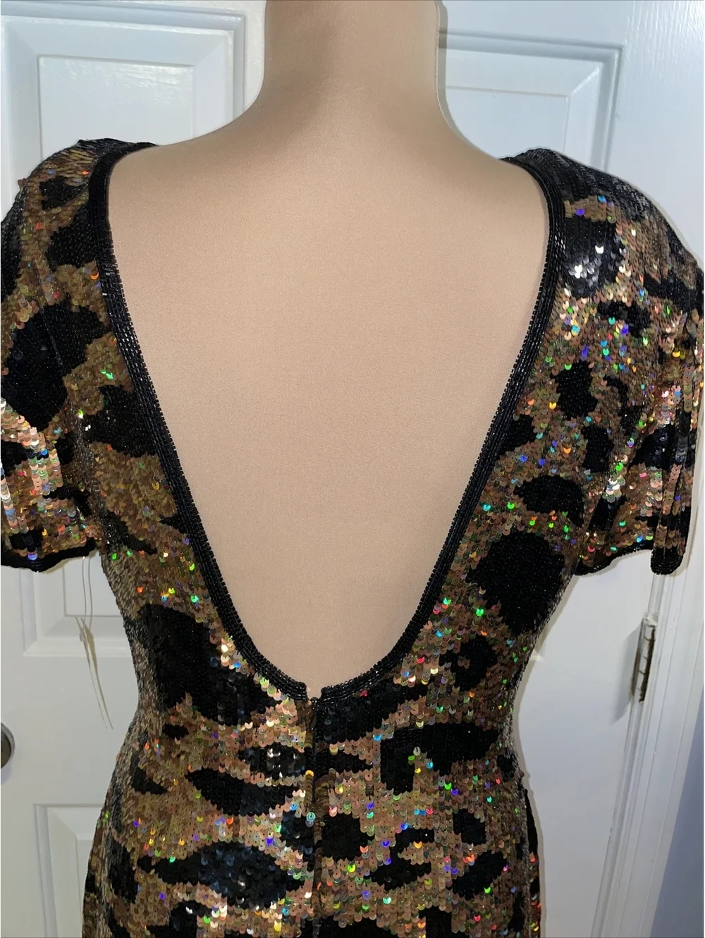 Riazee For Bergdorf Goodman Heavy Sequin Silk Dress Size 8 Vintage